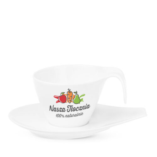 filiżanki z kolorowym logo firmy